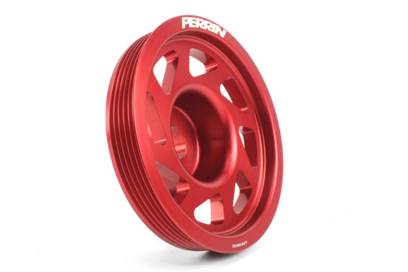 Perrin Performance Lightweight Crank Pulley Red w/o AC Subaru 2002-2014 WRX / 2004-2020 STI