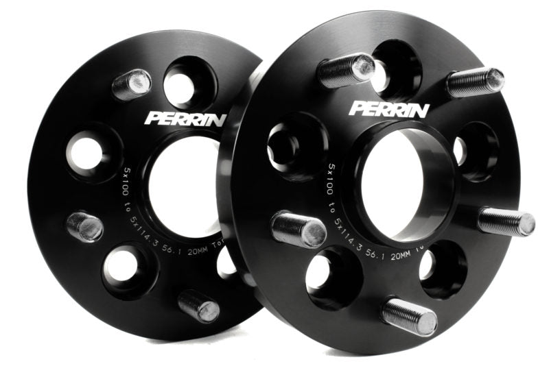 Perrin Performance Wheel Adapter 25mm Bolt-On Type 5x100 to 5x114.3 w/ 56mm Hub (Set of 2) Black Subaru 2002-2014 WRX / 2004 STI / 2013-2020 BRZ