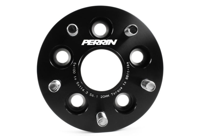 Perrin Wheel Adapter 20mm Bolt-On Type 5x100 to 5x114.3 w/ 56mm Hub (Set of 2) Black Subaru 2002-2014 WRX / 2004 STI / 2013-2020 BRZ
