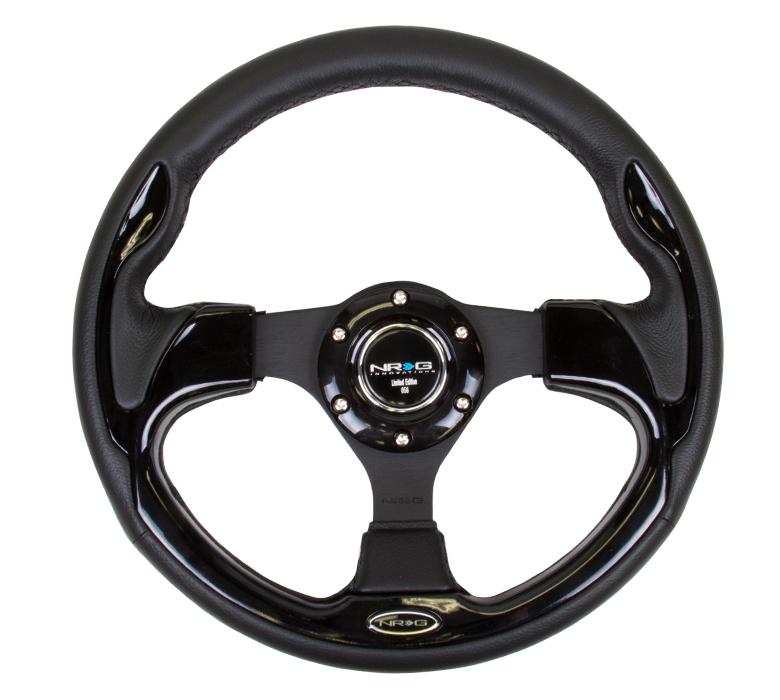 NRG 320mm Sport Leather Steering Wheel w/ Black Inserts | RST-001BK