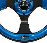 NRG 320mm Sport Leather Steering Wheel w/ Blue Inserts | RST-001BL