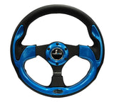 NRG 320mm Sport Leather Steering Wheel w/ Blue Inserts | RST-001BL