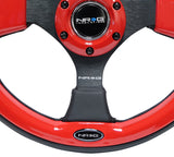 NRG 320mm Sport Leather Steering Wheel w/ Red Inserts | RST-001RD