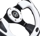 NRG 320mm Sport Leather Steering Wheel w/ White Inserts | RST-001WT