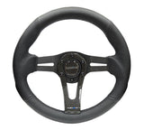 NRG 320mm Steering Wheel "Sniper" Black Leather w/ Carbon Center Spoke | RST-002RCF