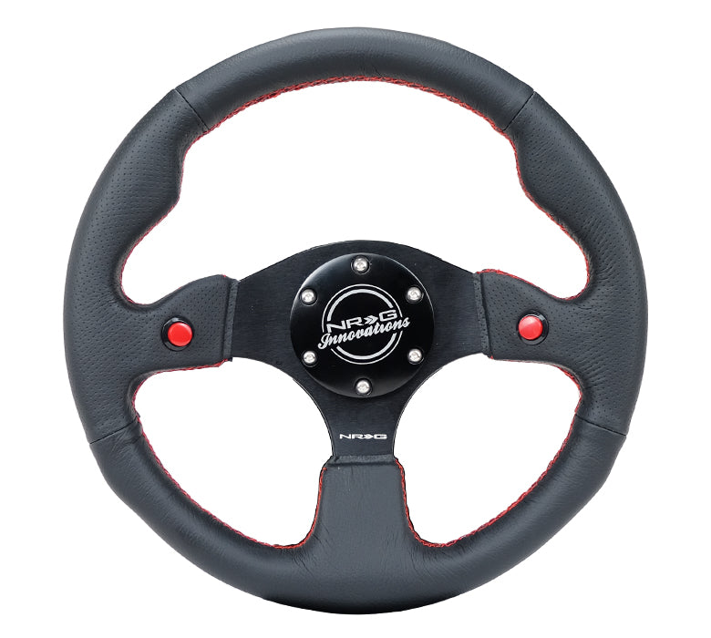 NRG 320mm Sport Leather Steering Wheel w/ 2 Button | RST-007R