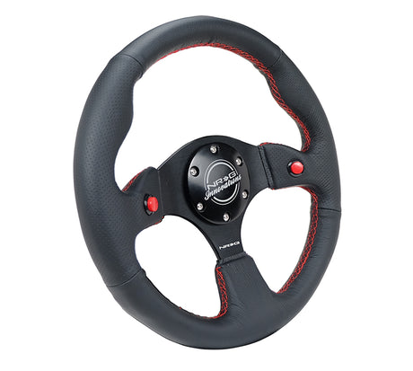 NRG 320mm Sport Leather Steering Wheel w/ 2 Button | RST-007R