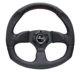 NRG 320mm Sport Leather Steering Wheel Oval w/ Red Stitching | RST-009R-RS