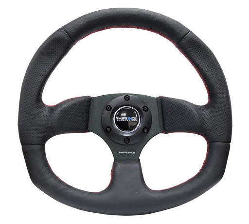 NRG 320mm Sport Leather Steering Wheel Oval w/ Red Stitching Universal