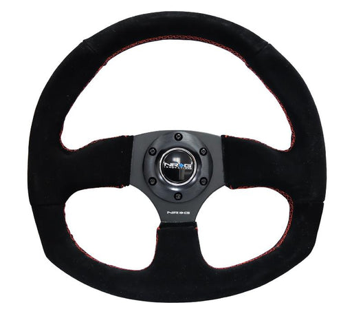 NRG 320mm Sport Suede Steering Wheel Oval w/ Red Stitching Universal