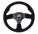 NRG 330mm Sport Suede Steering Wheel w/ Red Stitching | RST-012S-RS