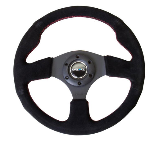 NRG 330mm Sport Suede Steering Wheel w/ Red Stitching Universal