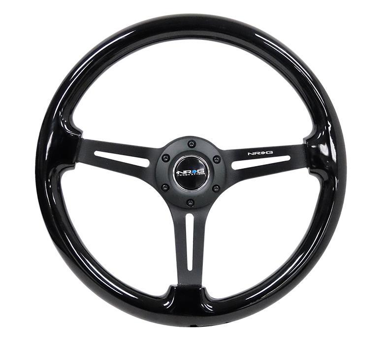 NRG 350mm Steering Wheel 3" Deep Black Wood w/ Matte Black Center | RST-018BK-BK