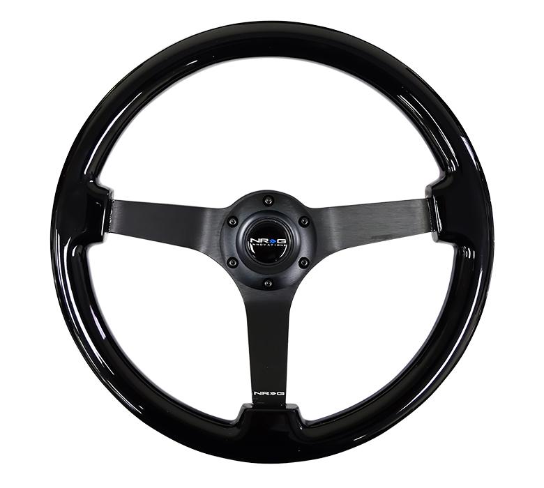 NRG 350mm Steering Wheel Vintage Black Wood Grain Finish Universal