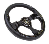 NRG 320mm Sport Leather Steering Wheel w/ Black Inserts | RST-001BK