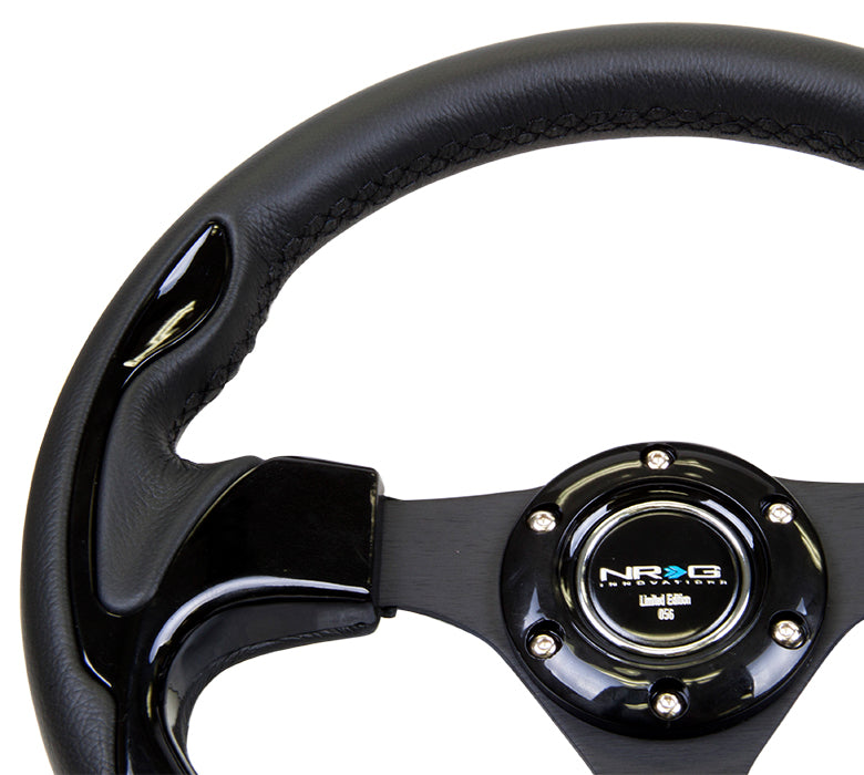 NRG 320mm Sport Leather Steering Wheel w/ Black Inserts Universal