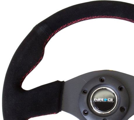 NRG 330mm Sport Suede Steering Wheel w/ Red Stitching | RST-012S-RS