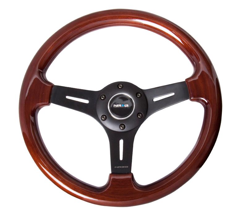 NRG 330mm Steering Wheel Classic Wood Grain 3 Spoke Center In Matte Black | ST-015-1BK