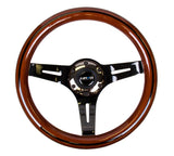 NRG 310mm Steering Wheel Classic Dark Wood Grain Black Line Inlay 3 Spoke Center In Black Chrome | ST-310BRB-BK