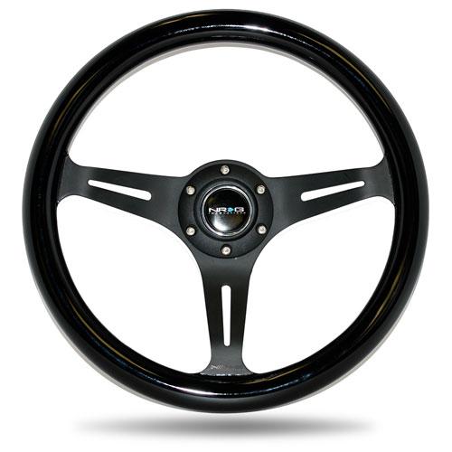 NRG 350mm Steering Wheel Classic Wood Grain 3 Spoke Center In Matte Black Universal