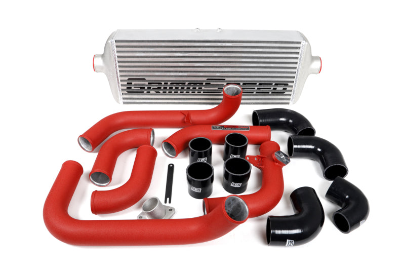 GrimmSpeed Front Mount Intercooler Kit Silver Core w/ Red Piping Subaru 2008-2014 WRX