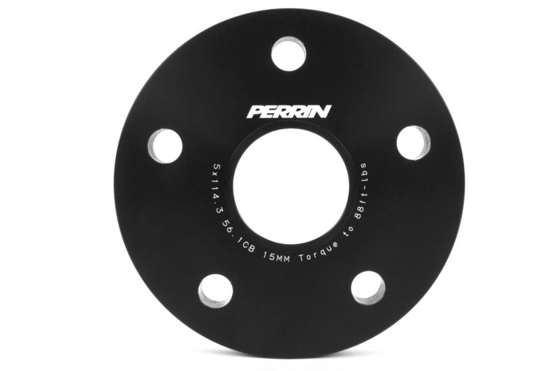 Perrin Wheel Spacers 15mm Hub-Centric 5x114.3 Bolt Pattern Black Pair Subaru 2015-2020 WRX / 2005-2020 STI